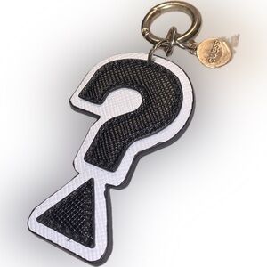 GUESS Question Mark Leather Black and White Keychain Bag Charm